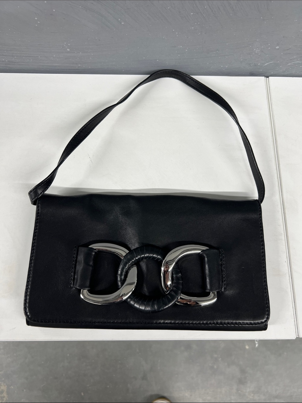 Michael Kors Black Shoulder Bag with Silver Hardware